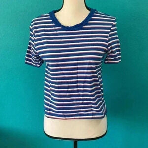 ⭐️ Zara red and blue striped tee shirt in size medium